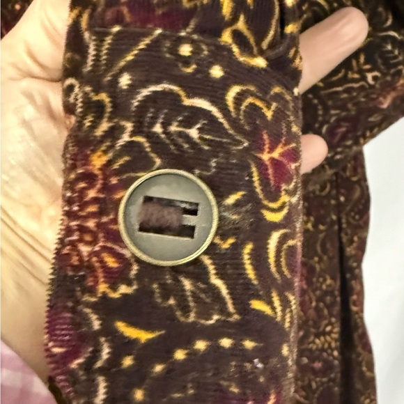 sahalie Jacket Floral Corduroy Boho Funnel Neck Paisley Retro Shacket Size Large - Picture 8 of 9